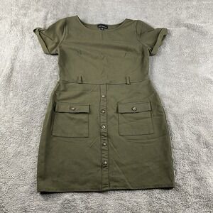 Fortune Ivy's Short‎ Sleeve Dress Womens Medium Olive Green